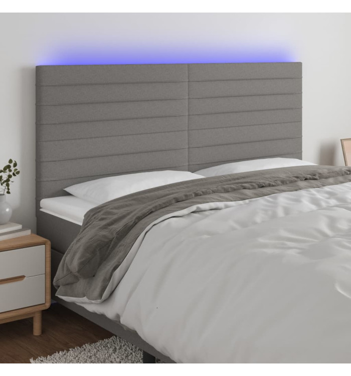Tête de lit à LED Gris foncé 180x5x118/128 cm Tissu | Mobilier & Déco