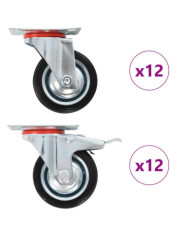 24 pcs Roulettes pivotantes 75 mm | Mobilier & Déco