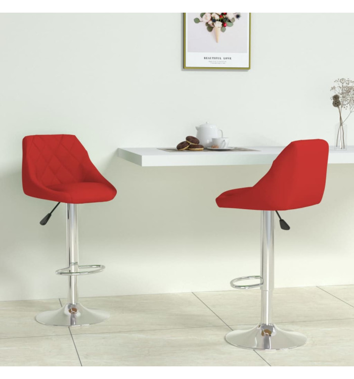 Tabourets de bar lot de 2 rouge bordeaux similicuir | Mobilier & Déco