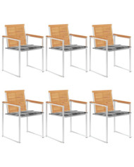 Chaises de jardin lot de 6 avec coussins Bois de teck massif | Mobilier & Déco