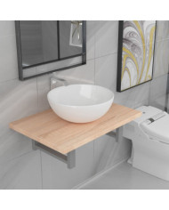 Meuble de salle de bain en deux pièces Céramique Chêne | Mobilier & Déco