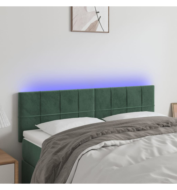 Tête de lit à LED Vert foncé 144x5x78/88 cm Velours | Mobilier & Déco