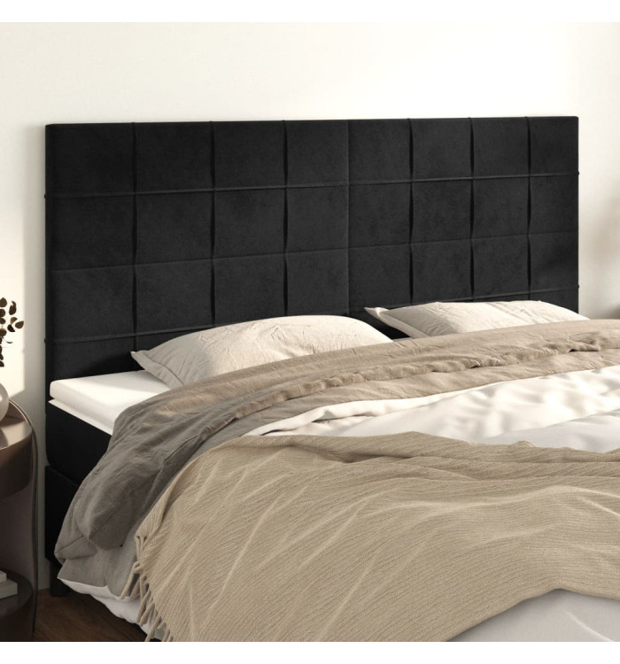 Têtes de lit 4 pcs Noir 80x5x78/88 cm Velours | Mobilier & Déco