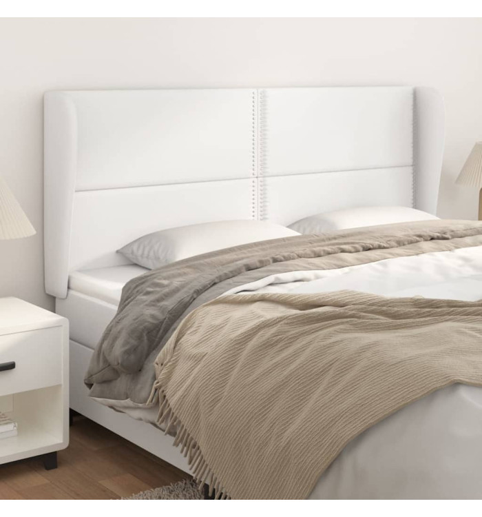 Tête de lit avec oreilles Blanc 183x23x118/128 cm Similicuir | Mobilier & Déco