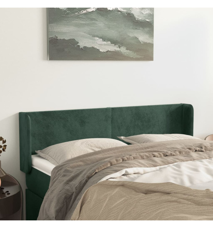 Tête de lit avec oreilles Vert foncé 147x16x78/88 cm Velours | Mobilier & Déco