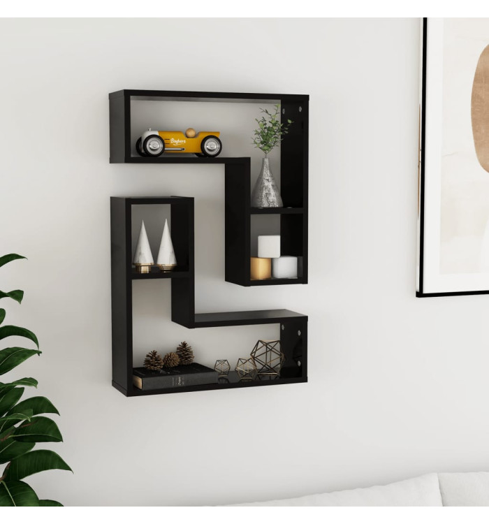 Étagères murales 2 pcs noir 50x15x50 cm bois d'ingénierie | Mobilier & Déco