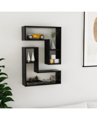 Étagères murales 2 pcs noir 50x15x50 cm bois d'ingénierie | Mobilier & Déco