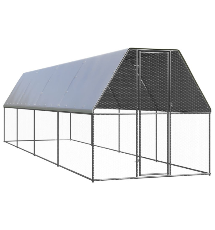Poulailler d'extérieur 2x8x2 m Acier galvanisé | Mobilier & Déco