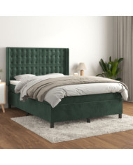 Sommier à lattes de lit et matelas Vert foncé 140x190cm Velours | Mobilier & Déco