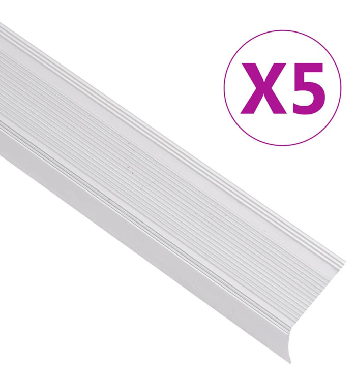 Nez de marche forme en L 5 pcs aluminium 90 cm argenté | Mobilier & Déco