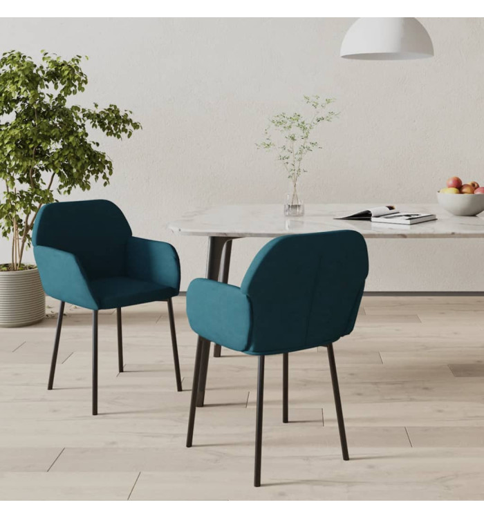 Chaises à manger lot de 2 Bleu Velours | Mobilier & Déco