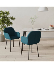 Chaises à manger lot de 2 Bleu Velours | Mobilier & Déco