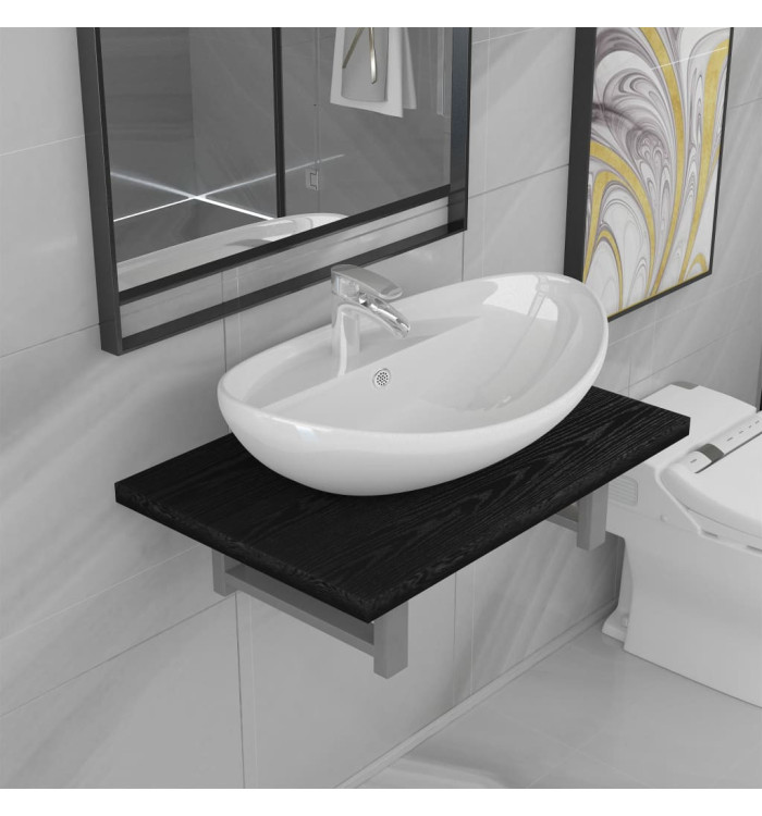Meuble de salle de bain en deux pièces Céramique Noir | Mobilier & Déco
