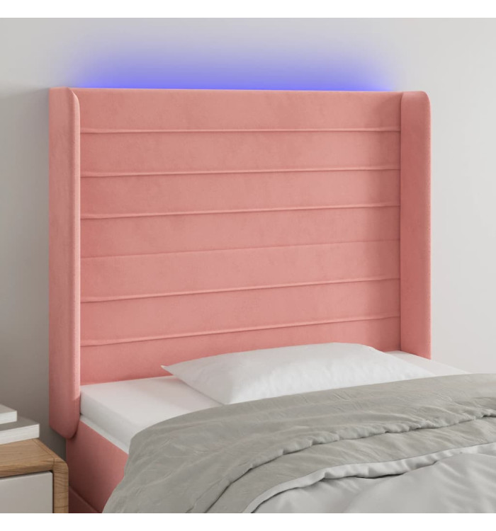 Tête de lit à LED Rose 93x16x118/128 cm Velours | Mobilier & Déco