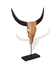 Sculpture de crâne de taureau teck 66x15x88 cm | Mobilier & Déco