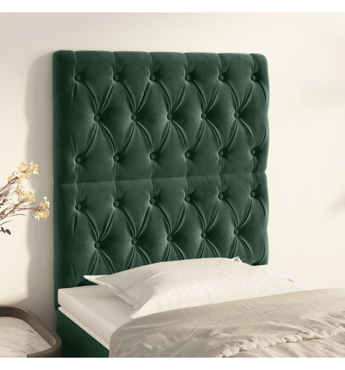 Têtes de lit 2 pcs Vert foncé 80x7x78/88 cm Velours | Mobilier & Déco