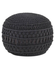 Pouf fait à la main en macramé Anthracite 45x30 cm Coton | Mobilier & Déco