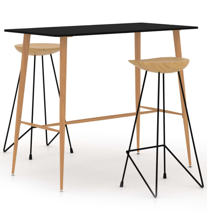 Ensemble de bar 3 pcs Noir | Mobilier & Déco