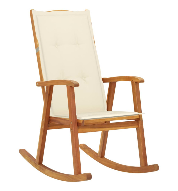 Chaise à bascule avec coussins Bois d'acacia massif | Mobilier & Déco