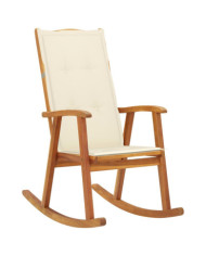 Chaise à bascule avec coussins Bois d'acacia massif | Mobilier & Déco