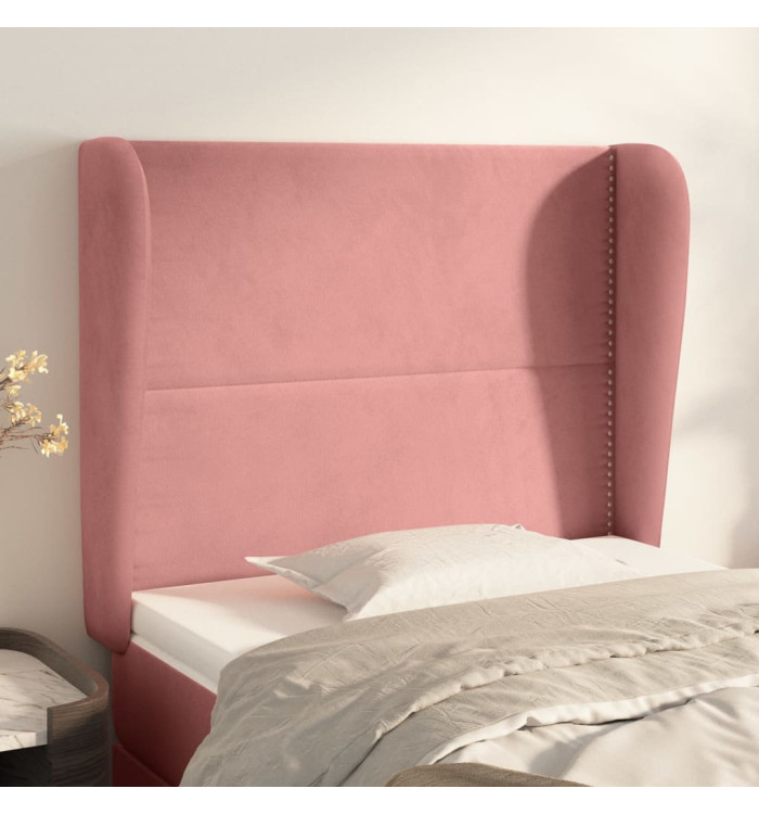 Tête de lit avec oreilles Rose 93x23x118/128 cm Velours | Mobilier & Déco