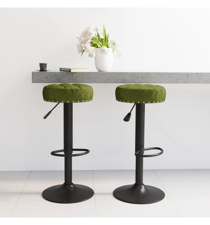 Tabourets de bar lot de 2 vert clair velours | Mobilier & Déco