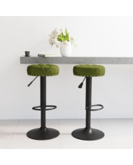 Tabourets de bar lot de 2 vert clair velours | Mobilier & Déco