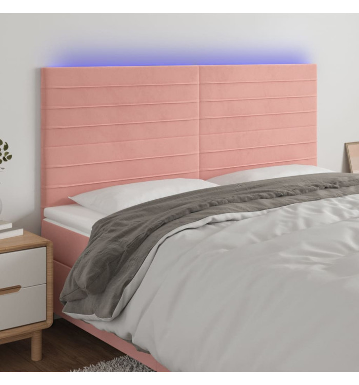 Tête de lit à LED Rose 180x5x118/128 cm Velours | Mobilier & Déco