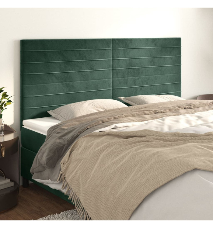 Têtes de lit 4 pcs Vert foncé 90x5x78/88 cm Velours | Mobilier & Déco