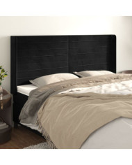 Tête de lit avec oreilles Noir 183x16x118/128 cm Velours | Mobilier & Déco