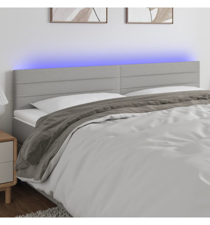 Tête de lit à LED Gris clair 180x5x78/88 cm Tissu | Mobilier & Déco