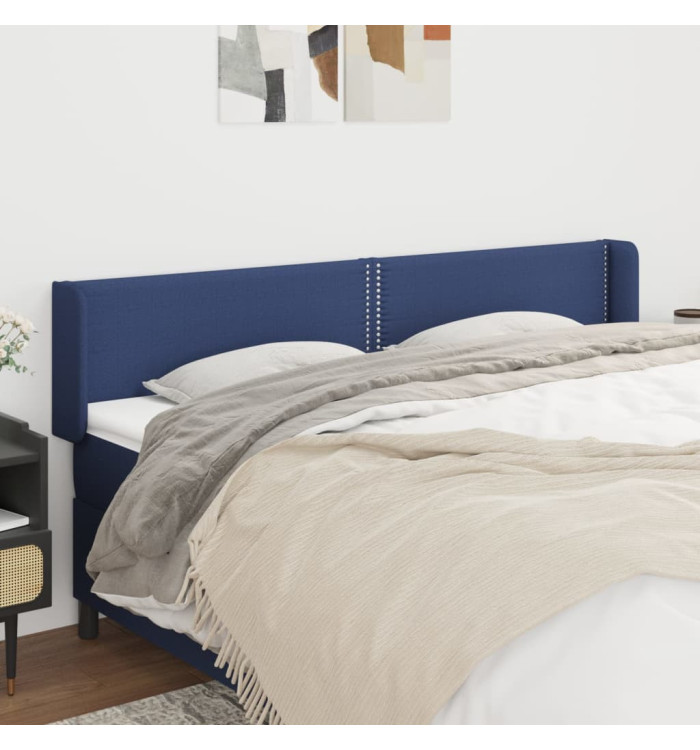 Tête de lit avec oreilles Bleu 183x16x78/88 cm Tissu | Mobilier & Déco