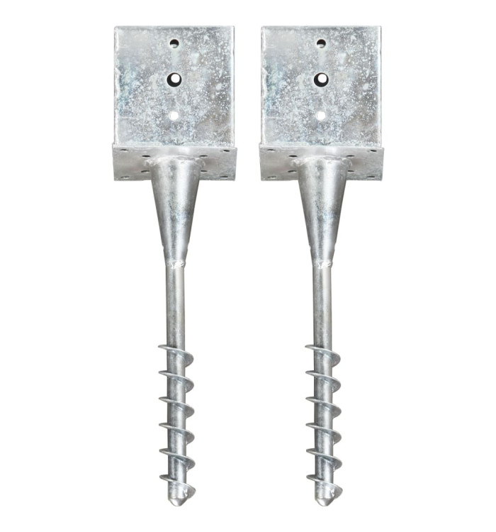 Piquets au sol 2 pcs argenté 14x14x58 cm acier galvanisé | Mobilier & Déco