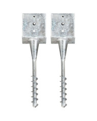 Piquets au sol 2 pcs argenté 14x14x58 cm acier galvanisé | Mobilier & Déco