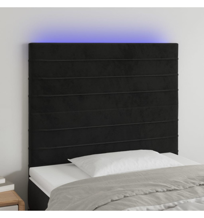 Tête de lit à LED Noir 100x5x118/128 cm Velours | Mobilier & Déco