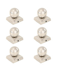 Bouchons de poteau 6 pcs Globe final Acier inoxydable 71x71 mm | Mobilier & Déco