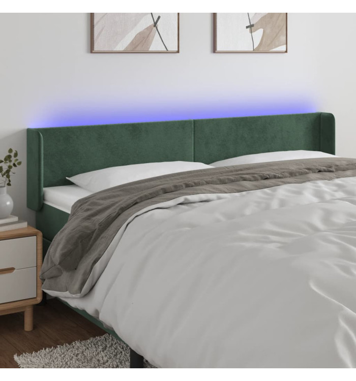 Tête de lit à LED Vert foncé 183x16x78/88 cm Velours | Mobilier & Déco