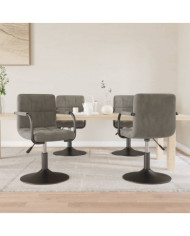 Chaises pivotantes à manger lot de 4 gris clair velours | Mobilier & Déco