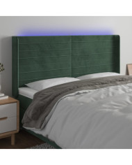 Tête de lit à LED Vert foncé 203x16x118/128 cm Velours | Mobilier & Déco