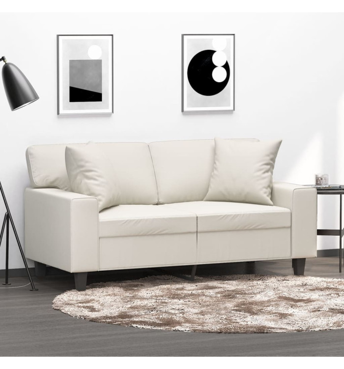 Coussins décoratifs lot de 2 Crème 40x40 cm Similicuir | Mobilier & Déco