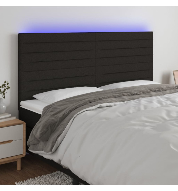 Tête de lit à LED Noir 160x5x118/128 cm Tissu | Mobilier & Déco