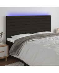 Tête de lit à LED Noir 160x5x118/128 cm Tissu | Mobilier & Déco