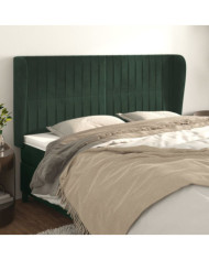 Tête de lit avec oreilles Vert foncé 183x23x118/128 cm Velours | Mobilier & Déco