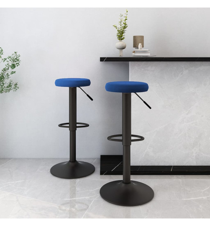 Tabourets de bar lot de 2 bleu velours | Mobilier & Déco