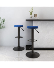 Tabourets de bar lot de 2 bleu velours | Mobilier & Déco