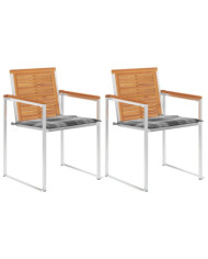Chaises de jardin avec coussins lot de 2 Acacia solide et acier | Mobilier & Déco