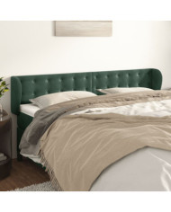 Tête de lit avec oreilles Vert foncé 163x23x78/88 cm Velours | Mobilier & Déco