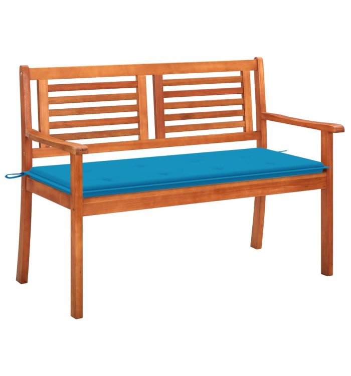 Banc de jardin 2 places avec coussin 120 cm Bois d'eucalyptus | Mobilier & Déco