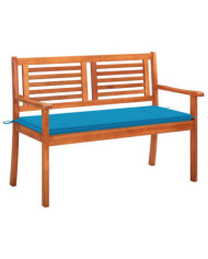 Banc de jardin 2 places avec coussin 120 cm Bois d'eucalyptus | Mobilier & Déco