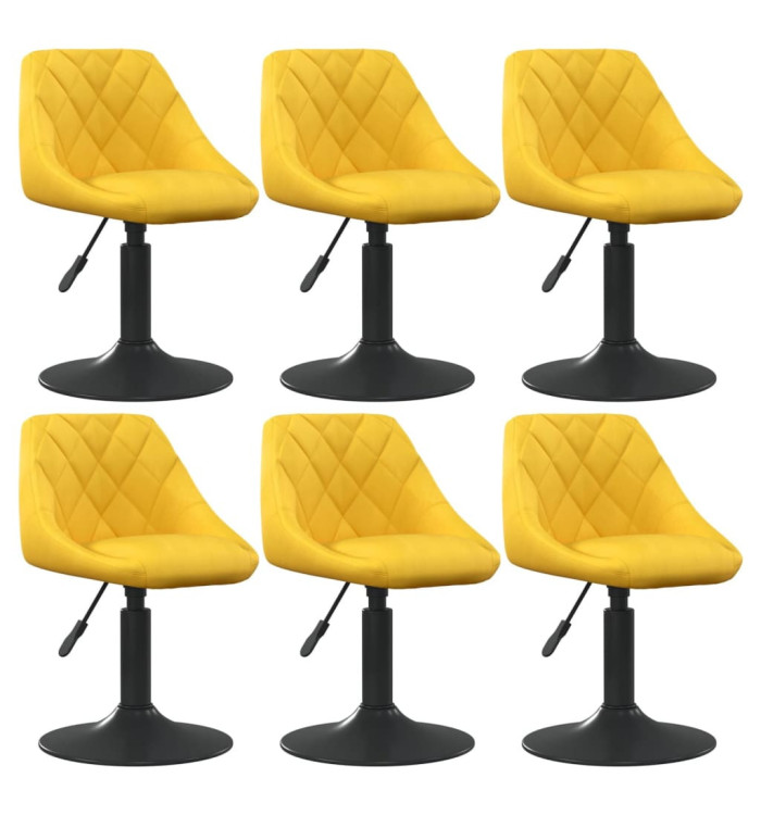 Chaises à manger pivotantes lot de 6 jaune moutarde velours | Mobilier & Déco